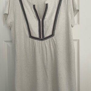 Cream Embellished Tunic with Bib Collar